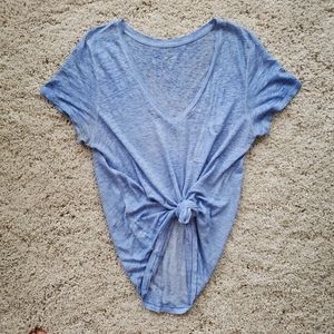 Linen J Crew periwinkle v-neck t-shirt